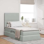 vidaXL Lit avec rangement et matelas Gris clair 90 x 190 cm Velours