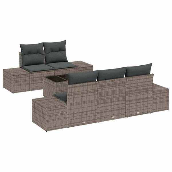 vidaXL Ensemble de canapé de jardin 6 Pièces Gris Poly rotin