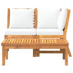 vidaXL Salon de jardin 3 Pièces avec coussin crème Bois d'acacia solide