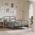 vidaXL Cadre de lit métal sans matelas avec pied de lit noir 120x190cm