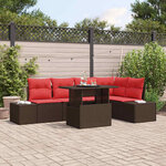 vidaXL Ensemble de canapé de jardin 6 Pièces Marron Poly rotin