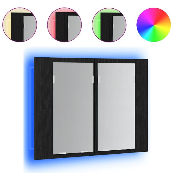 vidaXL Armoire de toilette avec miroir Chêne noir 60 x 12 x 45 cm