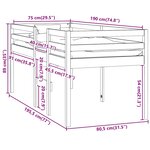 vidaXL Lit haut sans matelas blanc 75x190 cm bois de pin massif