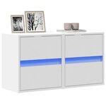 vidaXL Meubles TV muraux avec lumières LED 2 Pièces blanc 41x31x45 cm