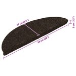 vidaXL Tapis d'escalier auto-adhésifs 30 pièces 56 x 17 x 3 cm Marron foncé Demi-rond