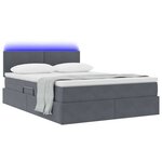 vidaXL Lit de rangement LED avec matelas Gris foncé 140 x 200 cm