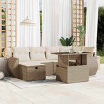 vidaXL Salon de jardin avec coussins 7 Pièces beige résine tressée