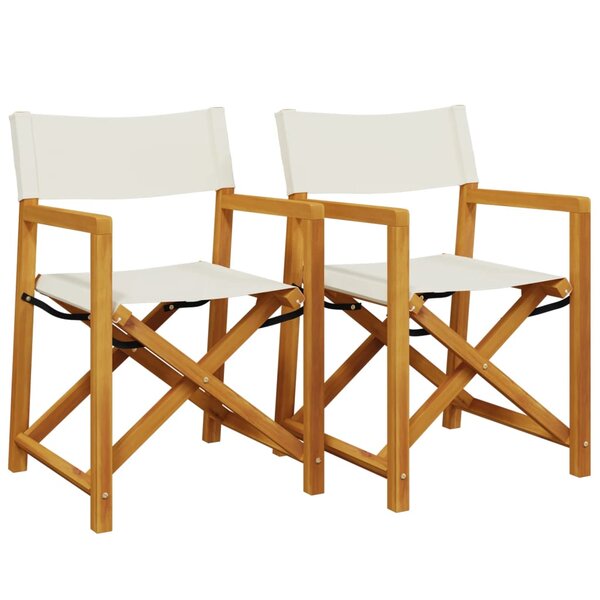 vidaXL Chaises de réalisateur pliables lot de 2 blanc crème tissu
