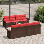 vidaXL Ensemble de canapé de jardin 9 Pièces Marron polyrotin