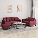 vidaXL Ensemble de canapés 3 Pièces avec coussins Rouge bordeaux Tissu