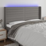 vidaXL Tête de lit à LED Gris foncé 183x16x118/128 cm Tissu