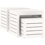 vidaXL Ensemble de boîtes de jardin 3 Pièces blanc bois de pin massif