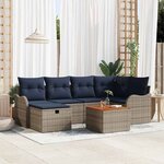 vidaXL Ensemble de canapé de jardin avec coussin 7 Pièces Gris polyrotin