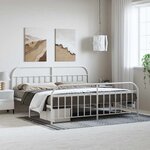 vidaXL Cadre de lit métal sans matelas et pied de lit blanc 193x203 cm