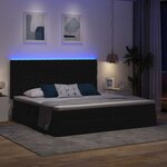 vidaXL Lit de rangement LED avec matelas Noir 200 x 200 cm Tissu