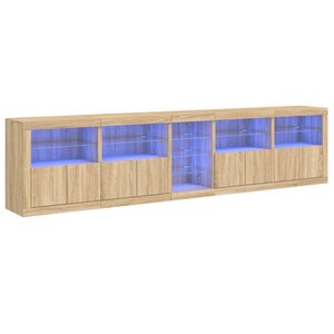 vidaXL Buffet avec lumières LED chêne sonoma 283x37x67 cm
