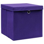 vidaXL Boîtes de rangement avec couvercles 4 Pièces 28x28x28 cm Violet