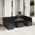 vidaXL Ensemble de canapé de jardin avec coussin 10 Pièces Noir et Marron