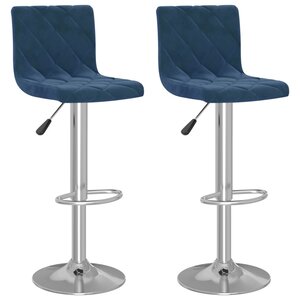 Vidaxl tabourets de bar 2 pcs bleu velours