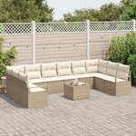 vidaXL Ensemble de canapé de jardin 11 Pièces Beige et crème polyrotin