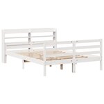 vidaXL Cadre de lit et tête de lit sans matelas blanc 135x190 cm