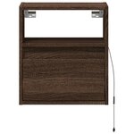 vidaXL Table de chevet murale avec lumières LED chêne marron
