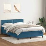 vidaXL Sommier à lattes de lit et matelas bleu foncé 160x210cm velours