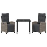 vidaXL Set de jardin en 3 pièces en gris rotin poly