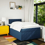 vidaXL Sommier à lattes de lit avec matelas bleu 120x190 cm tissu
