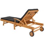 vidaXL Chaise longue avec coussin Bois de teck massif