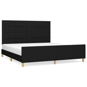 vidaXL Cadre de lit avec tête de lit Noir 160x200 cm Tissu