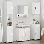 vidaXL Ensemble de mobilier de salle de bain 5 Pièces Blanc brillant
