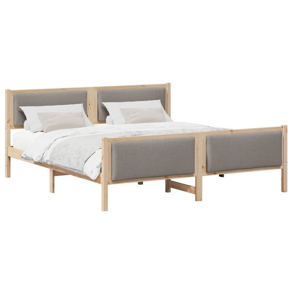 vidaXL Cadre de lit avec tête de lit Taupe 180 x 200 cm tissu