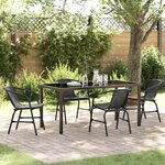 vidaXL Ensemble de salle à manger pour jardin 5 Pièces Noir Poly rotin