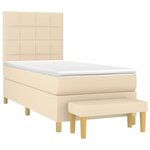 vidaXL Sommier à lattes de lit avec matelas Crème 100x200 cm Tissu