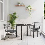 vidaXL Ensemble de salle à manger pour jardin 3 Pièces Noir polyrotin