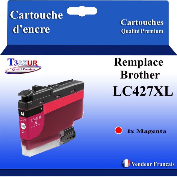 T3AZUR- Cartouche compatible avec Brother LC427 XL pour Brother HL-J6010DW Magenta
