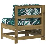 vidaXL Canapé de jardin accoudoir avec coussin bois de pin imprégné