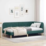 vidaXL Cadre de lit d'angle Vert foncé 100 x 200 cm tissu