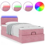 vidaXL Lit ottoman avec matelas et LED rose 80x200cm velours