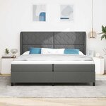 vidaXL Lit ressort avec matelas gris foncé 200 x 200 cm