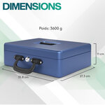 ACROPAQ Caisse à monnaie Professionnelle XL 36x27x11cm- Coffret Monnaie Acier- Monnayeur  2 clés Compartiments monnaie- Poignée Robuste