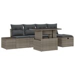 vidaXL Ensemble de Canapés de Jardin 6 pièces avec Coussins Gris en Rattan Poly