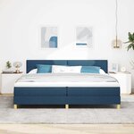 vidaXL Lit à ressort LED avec bandes LED Bleu 200 x 200 cm tissu