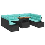 vidaXL Ensemble de canapé de jardin 10 Pièces Noir Poly rotin