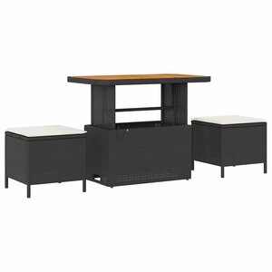 vidaXL Ensemble de salle à manger pour jardin Noir polyrotin