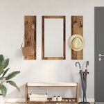 vidaXL Porte-manteau mural avec stockage avec miroir Vieux bois 96 x 1 5 x 90 cm