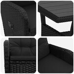 vidaXL Ensemble de repas extérieur 3 pc Noir polyrotin