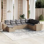 vidaXL Salon de jardin avec coussins 8Pièces mélange beige résine tressée