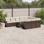 vidaXL Salon de jardin et coussins 11 Pièces marron résine tressée